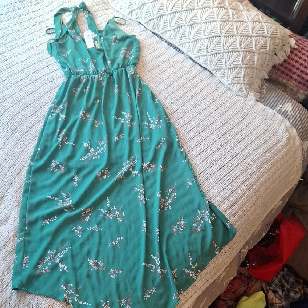 Miami Green Floral High Low Dress Size S - Picture 3 of 5